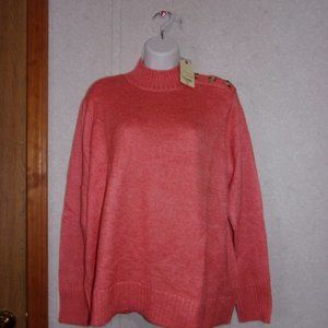 St John's Bay (New) Australian Coral Color, Long Sleeve Sweater Size Large